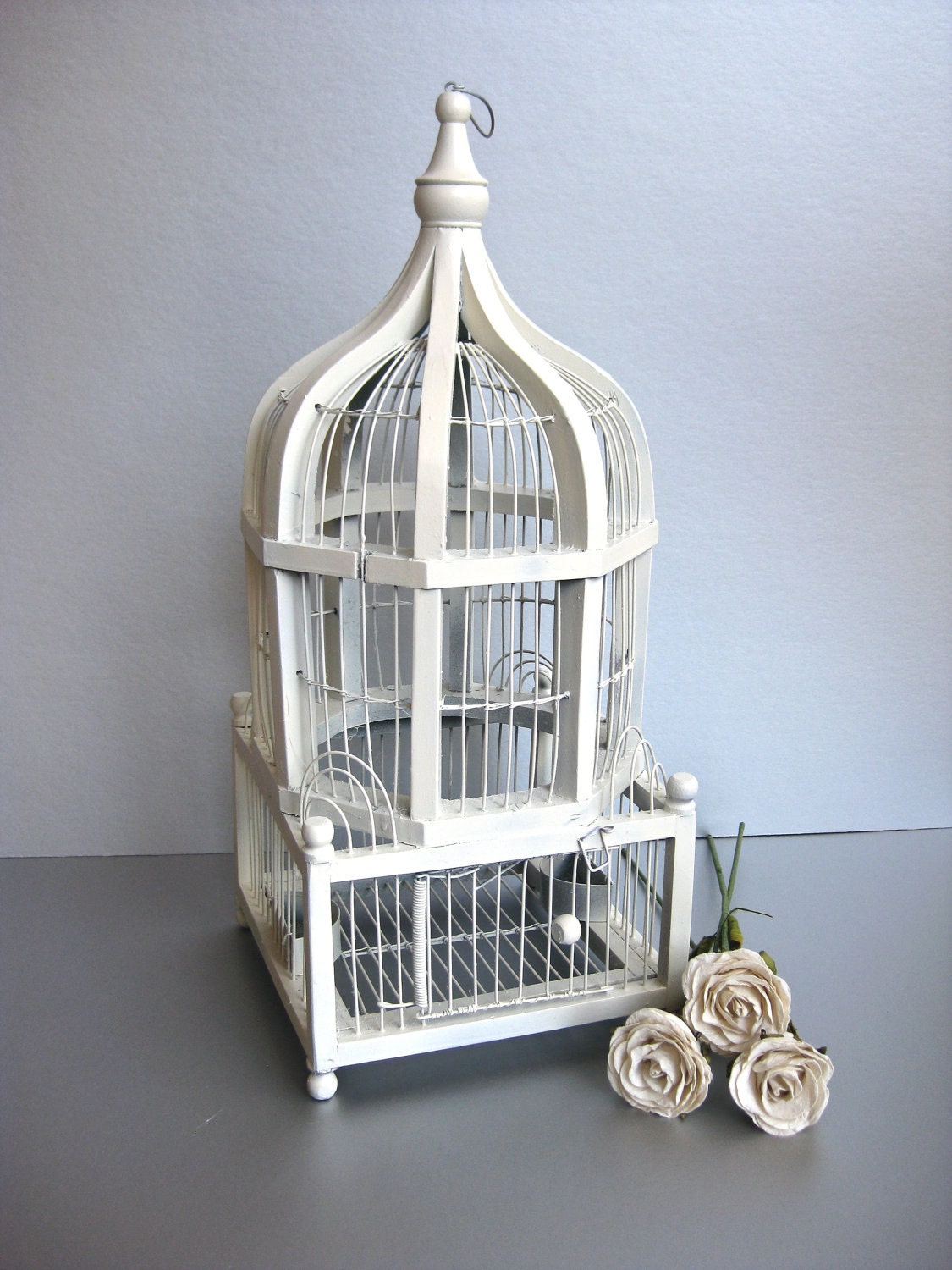 Vintage Bird Cage Shabby and Chic White Birdcage Cottage